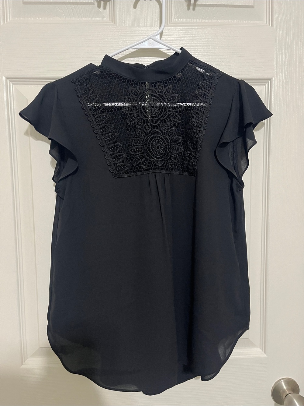 Express Black Lace Flutter Sleeve Women's Top